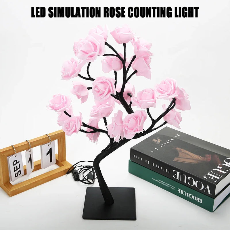 Luminária de Mesa Flor de Rosa em Led USB